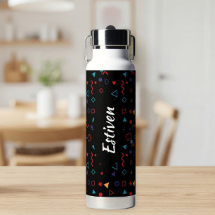 Botella De Agua Black Colorful Personalized Water Bottle with Name
