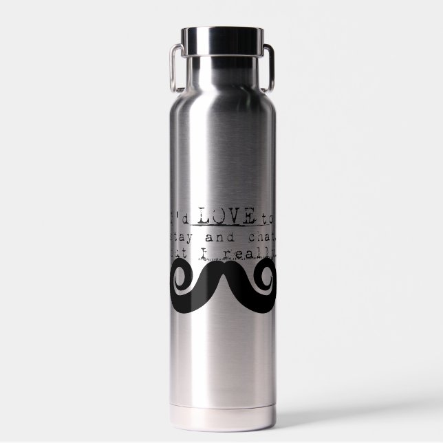 Botella De Agua Black Funny Humor I Mustache (Delantero)
