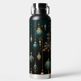 BOTELLA DE AGUA BLACK GOLD TEAL HOLIDAY CHRISTMAS ORNAMENTS
