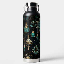 BOTELLA DE AGUA BLACK GOLD TEAL HOLIDAY CHRISTMAS ORNAMENTS