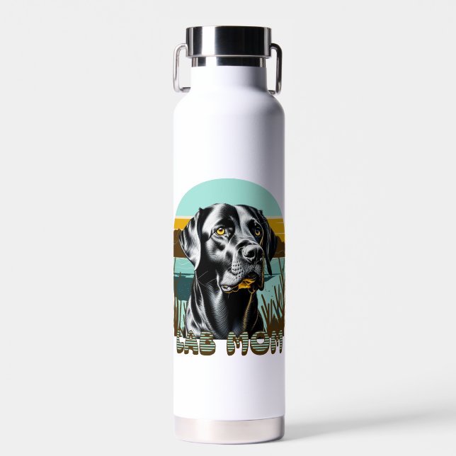 Botella De Agua Black Lab | Lab Mom Perro Personalizado (Delantero)