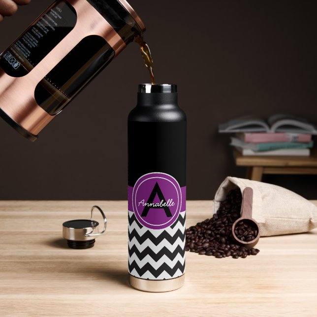 Botella De Agua Black Purple Chevron (Café)