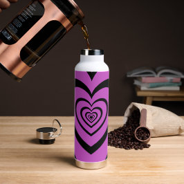 Botella De Agua Black Purple Hypnotic Heart Love Pattern