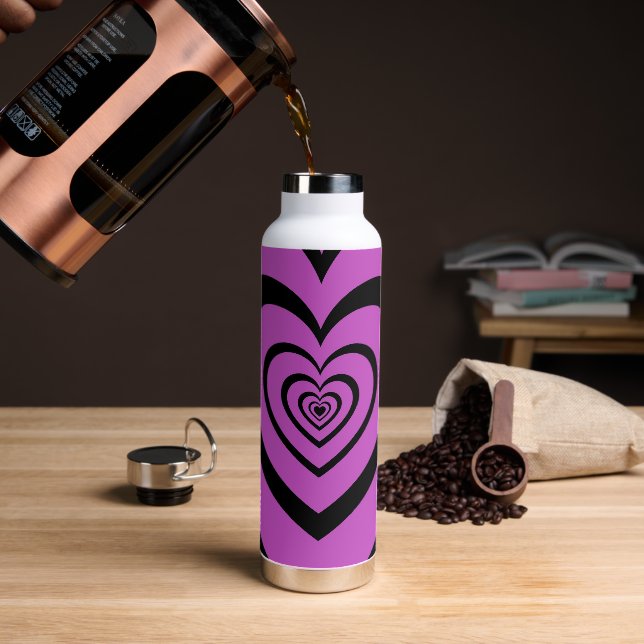 Botella De Agua Black Purple Hypnotic Heart Love Pattern (Café)