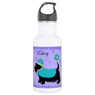 Botella De Agua Black Scottie nombre territorial personalizado ver