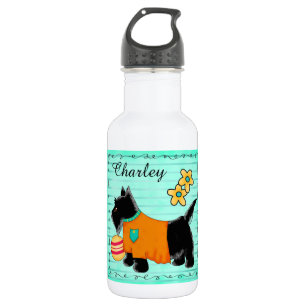 Botella De Agua Black Scottie nombre territorial personalizado ver