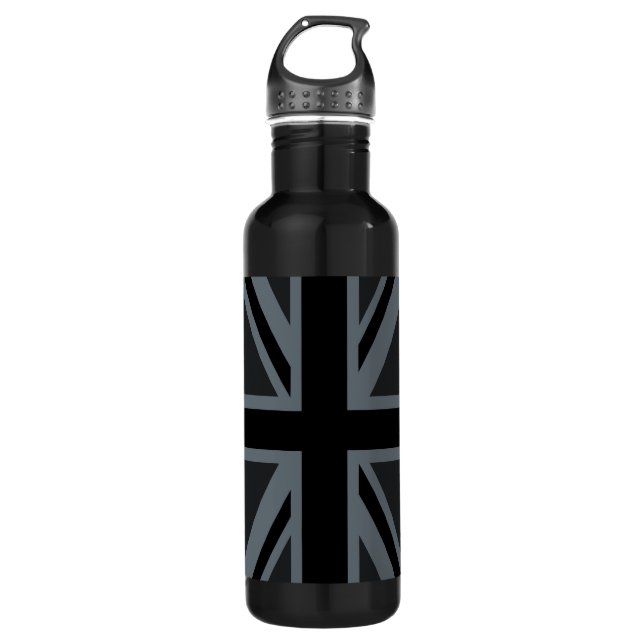 Botella De Agua Black Union Jack British Flag Design Personalizar  (Anverso)