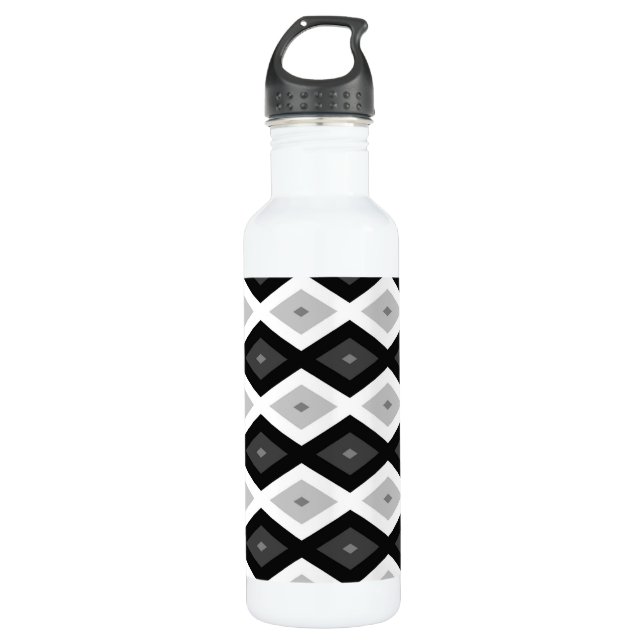 Botella De Agua Black, white and grey diamond pattern (Anverso)