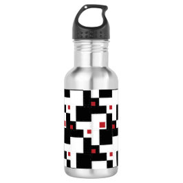 Botella De Agua Black White Red Moderno Vintage Patchwork