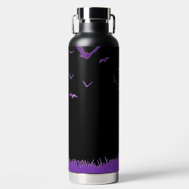 BOTELLA DE AGUA BLACK WITH DARK PURPLE HALLOWEEN TREE SPIDERS 