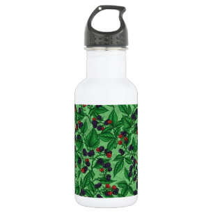 Botella De Agua Blackberries sobre verde