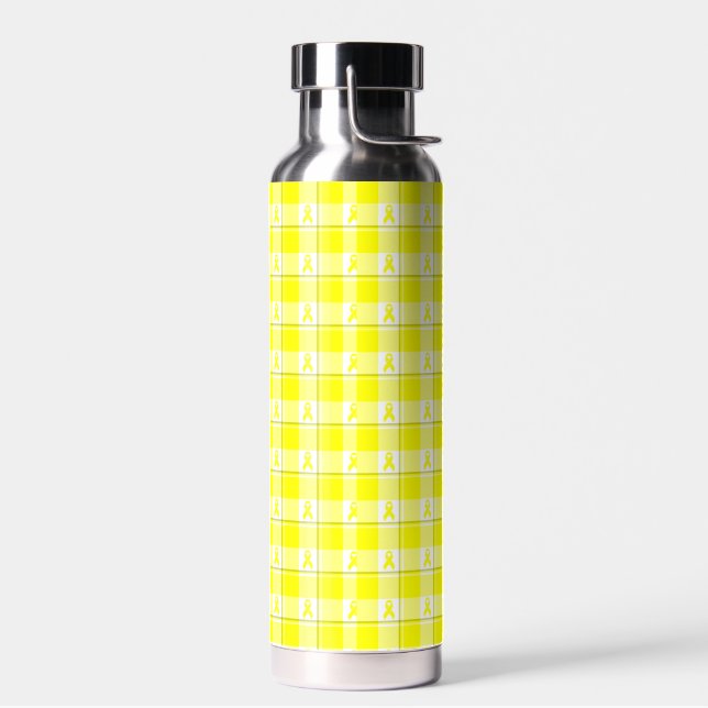 Botella De Agua Bladder Cancer Awareness Plaid Water Bottle (Izquierdo)