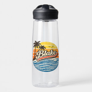 Botella De Agua Blake Retro Sunset Name Design