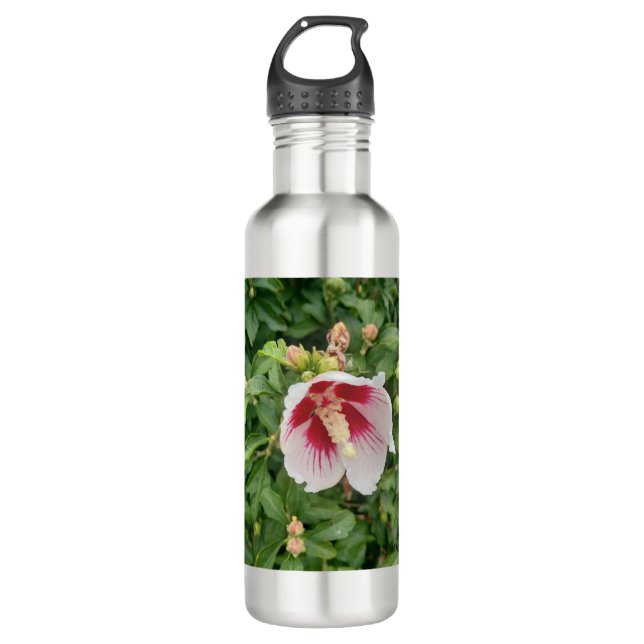 Botella de agua blanca Hibiscus (Anverso)