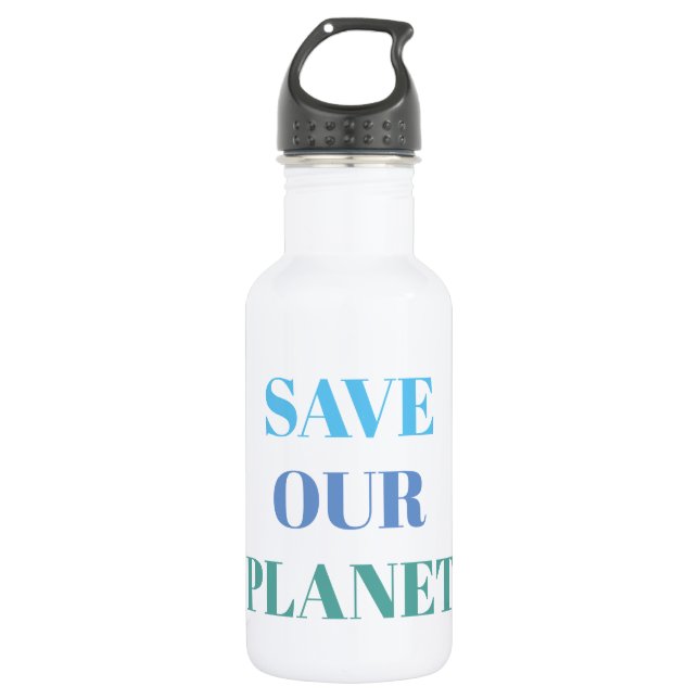Botella de Agua Blanca - SALVA NUESTRO PLANETA (Anverso)