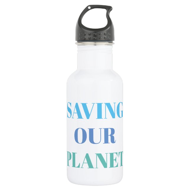 Botella de Agua Blanca - SALVANDO NUESTRO PLANETA (Anverso)