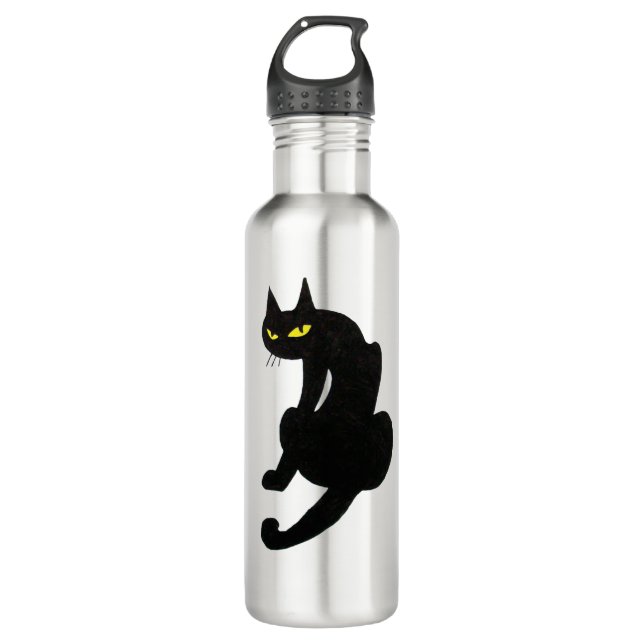 Botella De Agua Blanco de CAT NEGRO (Anverso)