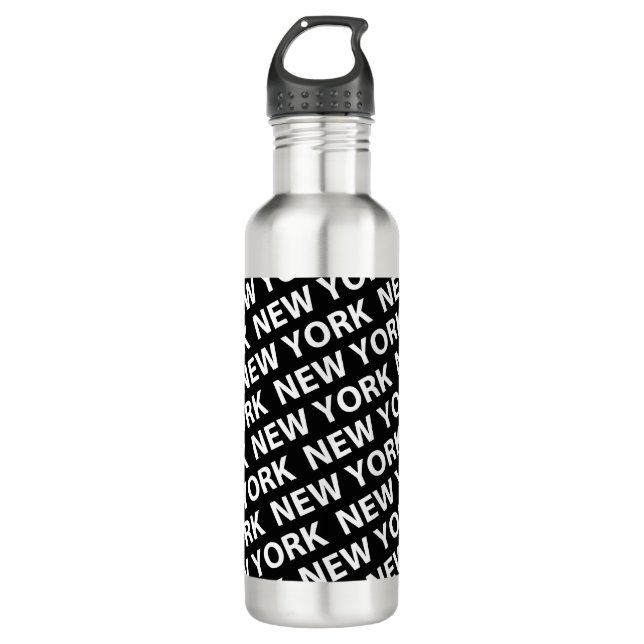 Botella De Agua Blanco del patrón de Nueva York (Anverso)