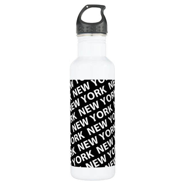 Botella De Agua Blanco del patrón de Nueva York (Anverso)