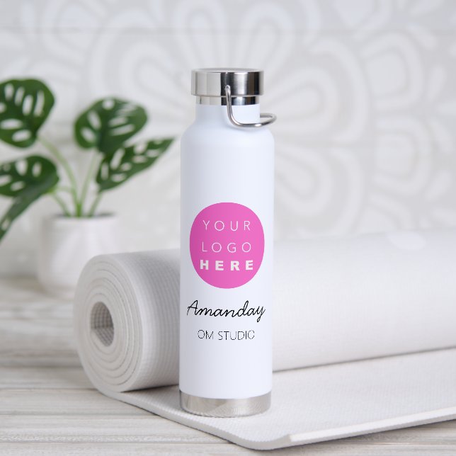 Botella De Agua Blanco Minimalismo Nombre Personalizado SPA Bellez (Yoga)