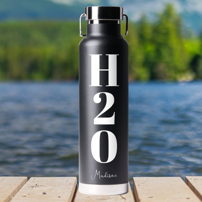 Botella De Agua Blanco negro simple H20 personalizado de Guay (Subido por el creador)