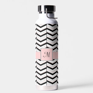 Botella De Agua Blanco negro y cheurón Rubor