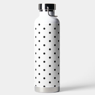 Botella De Agua Blanco simple con puntos de polka negro