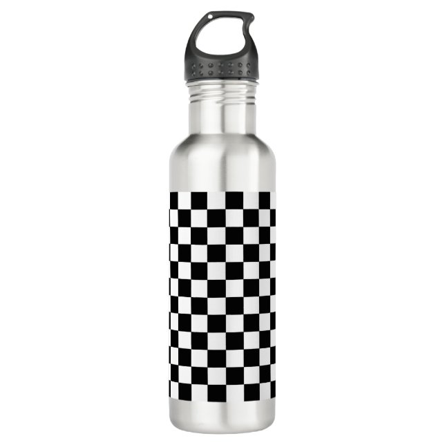 Botella De Agua Blanco y negro a cuadros (Anverso)