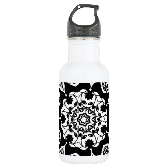 Botella De Agua Blanco Y Negro Decorativo (Anverso)