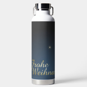Botella De Agua Blaues Weihnachtsmotiv mit goldenem Weihnachtsbaum
