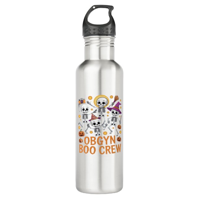 Botella De Agua Blogger Boo Crew Skeleton Danzando Halloween Sp (Anverso)