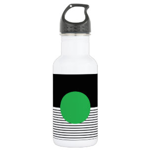 Botella De Agua Bloqueo de color blanco negro y círculo verde