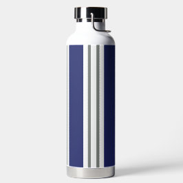 Botella De Agua Blue and White Coastal Stripes