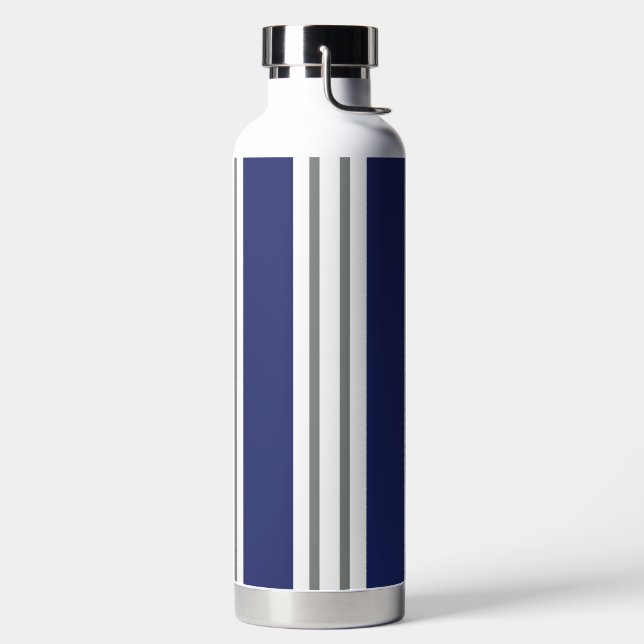 Botella De Agua Blue and White Coastal Stripes (Izquierda)