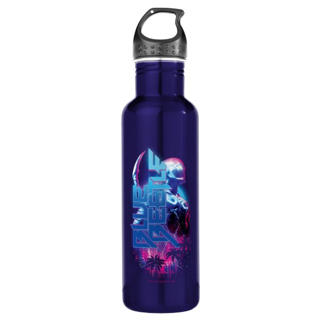 Botella De Agua Blue Beetle Retrowave City Lights (Anverso)