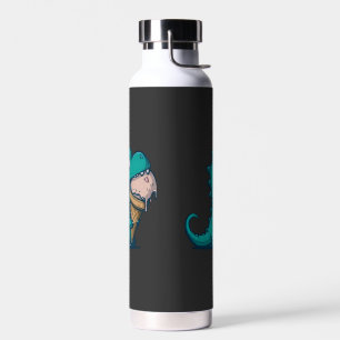 Botella De Agua Blue Dino ama el helado crema - Gracioso arte Pers