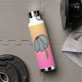 Botella De Agua Blue Flower with Pink background