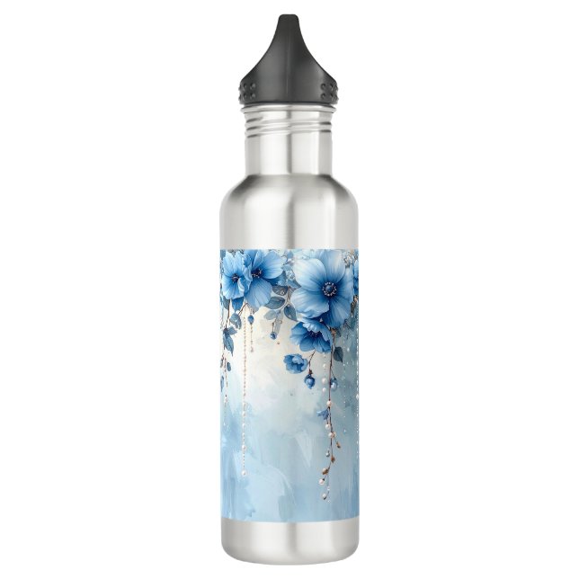 Botella De Agua Blue Flowers and Pearls Water Bottle (Izquierda)