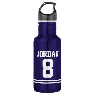 Botella De Agua Blue Football Jersey con nombre y número personal