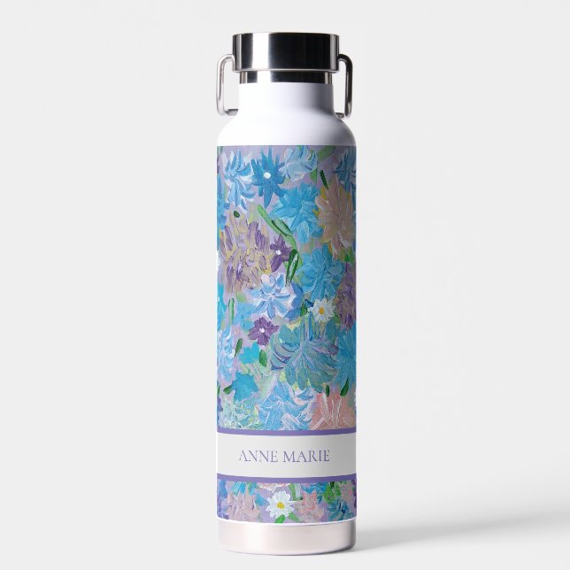 Botella de agua Blue Haza Personalizado Floral (Delantero)