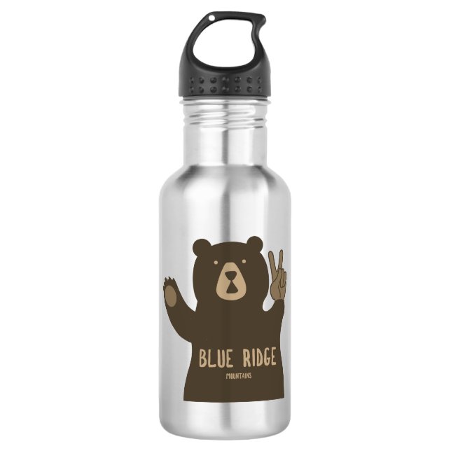 Botella De Agua Blue Ridge Mountains Peace Bear (Anverso)