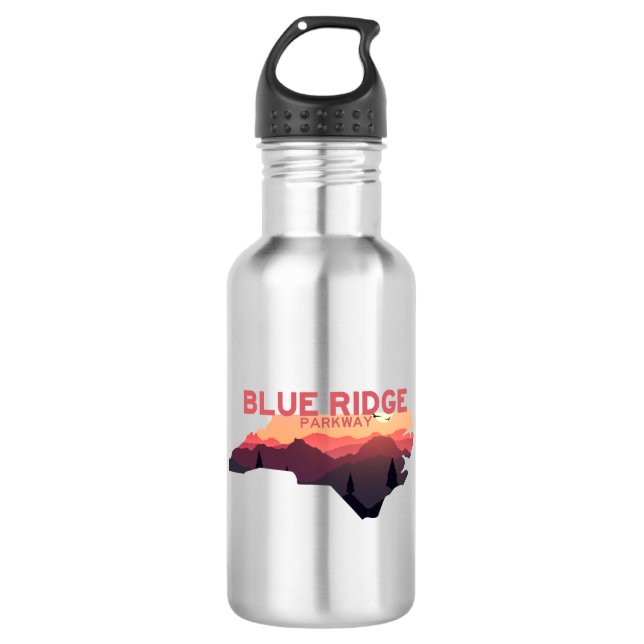 Botella De Agua Blue Ridge Parkway North Carolina Map (Anverso)