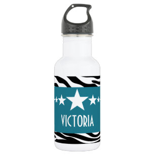 Botella De Agua Blue Sassy Star Zebra