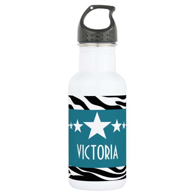 Botella De Agua Blue Sassy Star Zebra (Anverso)