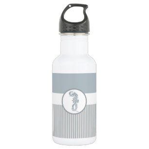 Botella De Agua Blue Seahorse Blue Classic Nautical Elegant