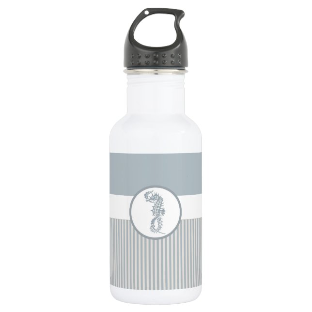 Botella De Agua Blue Seahorse Blue Classic Nautical Elegant (Anverso)
