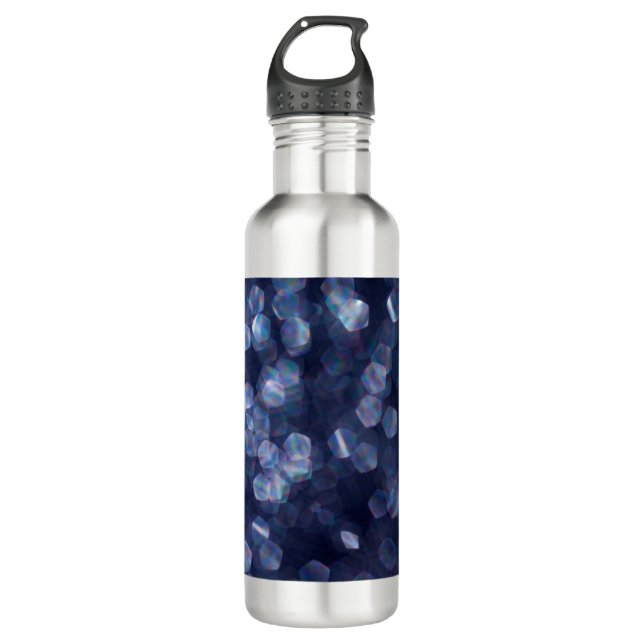 Botella De Agua Blue Sparkle Bokeh Lights (Anverso)