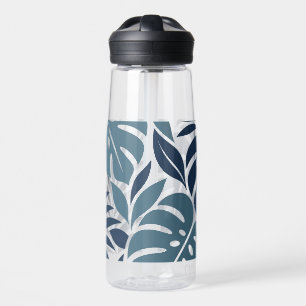 Botella De Agua Blue Tropical Leaf Wrap Pattern