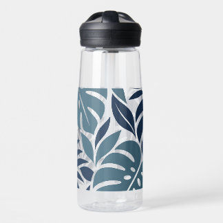 Botella De Agua Blue Tropical Leaf Wrap Pattern