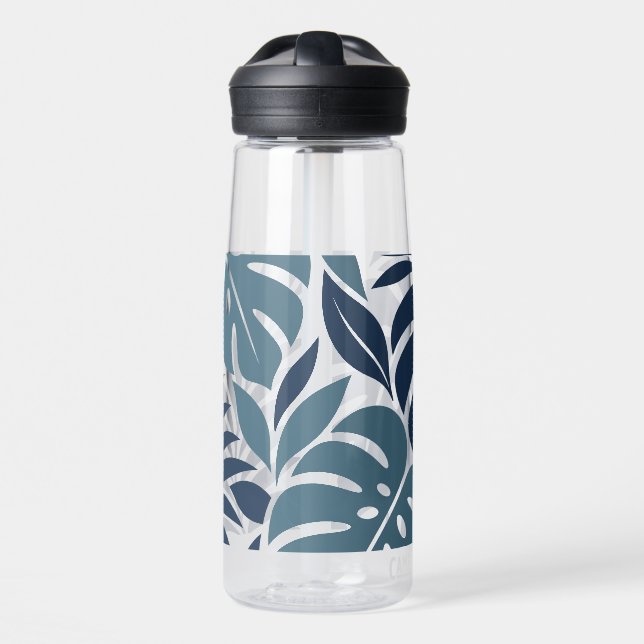 Botella De Agua Blue Tropical Leaf Wrap Pattern (Delante)